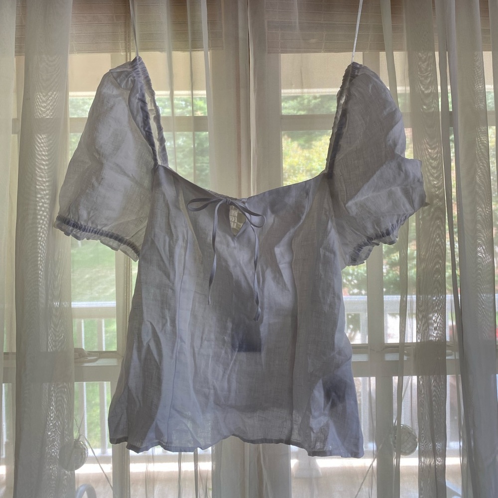 H&M white linen top